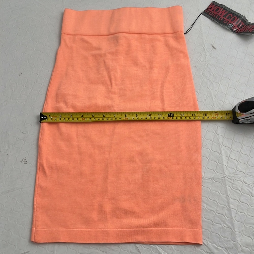 WOW couture neon peach stretch pencil skirt - Picture 4 of 8